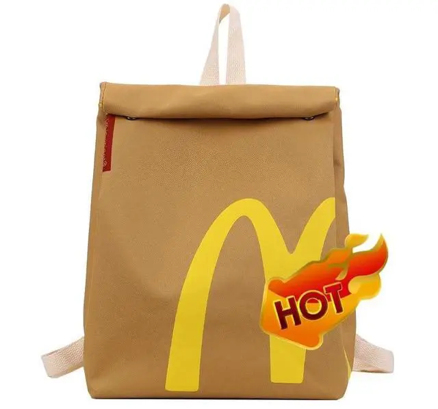 Main image of Classic Funny Retro Paper Bag Large Capacity Backpack Cute Personalized Shoulder Crossbody Canvas Backpack Notebook