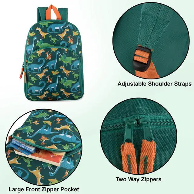 Alt view image 2 of 7 - 15 Inch Kids Backpacks for Boys & Girls | Preschool, Kindergarten, Elementary School Backpacks with Adjustable, Padded Straps (Prehistoric Pals)
