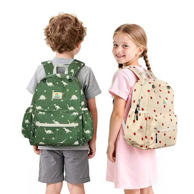 Alt view image 2 of 7 - Corduroy Kids Backpack for Boys and Girls 5-8: Boys Backpack for Elementary Kindergarten - 15 inch Cute Backpacks for Kids - Dinosaur