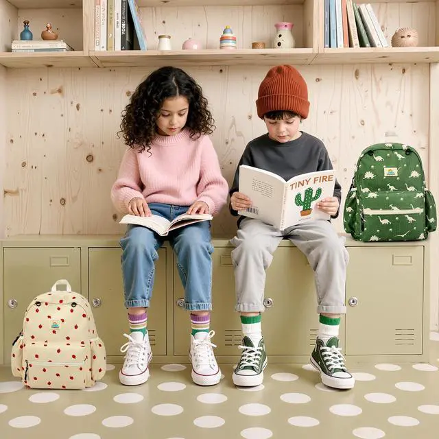 Alt view image 4 of 7 - Corduroy Kids Backpack for Boys and Girls 5-8: Boys Backpack for Elementary Kindergarten - 15 inch Cute Backpacks for Kids - Dinosaur