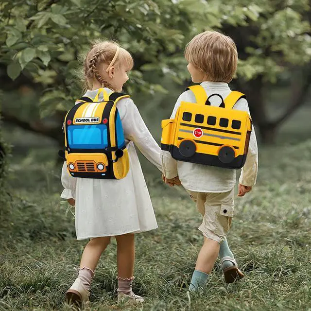 Alt view image 2 of 7 - Kids Backpack for Boys Girls Preschool Bookbags 3D Cartoon Daycare Toddler Bags Medium Yellow