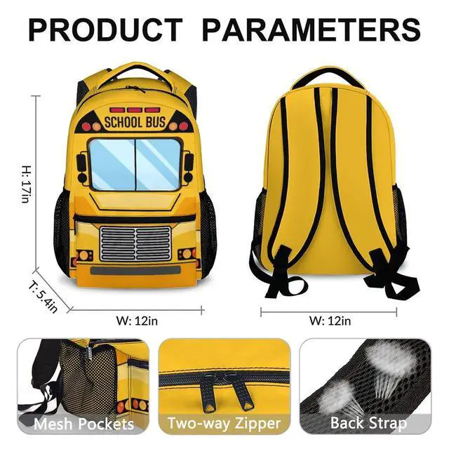 Alt view image 2 of 7 - School Backpack for Kids, Back to School Gifts for Boys Students, 17 inches Bus Backpacks for Preschool Primary Elementary, Large Capacity Bus Bookbag for Camping Hiking