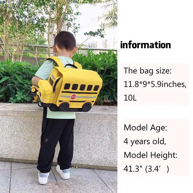 Alt view image 3 of 7 - Kids Backpack for Boys Girls Preschool Bookbags 3D Cartoon Daycare Toddler Bags Medium Yellow