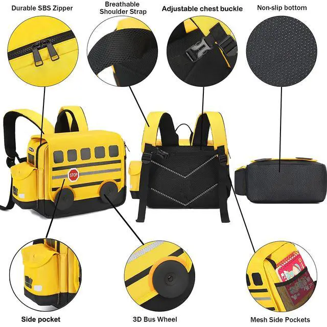 Alt view image 4 of 7 - Kids Backpack for Boys Girls Preschool Bookbags 3D Cartoon Daycare Toddler Bags Medium Yellow