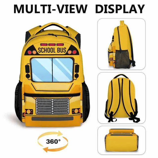 Alt view image 4 of 7 - School Backpack for Kids, Back to School Gifts for Boys Students, 17 inches Bus Backpacks for Preschool Primary Elementary, Large Capacity Bus Bookbag for Camping Hiking