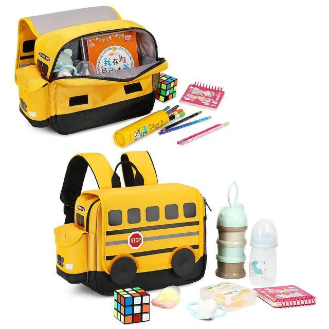 Alt view image 5 of 7 - Kids Backpack for Boys Girls Preschool Bookbags 3D Cartoon Daycare Toddler Bags Medium Yellow