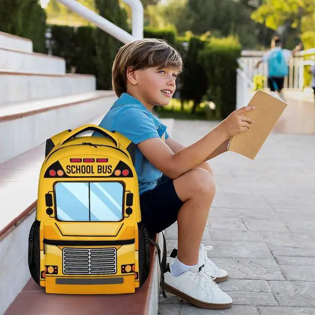 Alt view image 6 of 7 - School Backpack for Kids, Back to School Gifts for Boys Students, 17 inches Bus Backpacks for Preschool Primary Elementary, Large Capacity Bus Bookbag for Camping Hiking