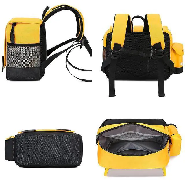 Alt view image 6 of 7 - Kids Backpack for Boys Girls Preschool Bookbags 3D Cartoon Daycare Toddler Bags Medium Yellow