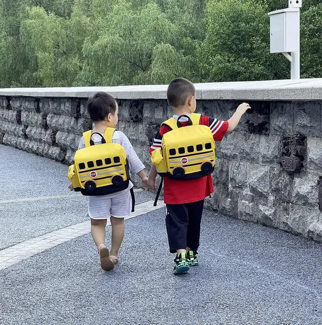 Alt view image 7 of 7 - Kids Backpack for Boys Girls Preschool Bookbags 3D Cartoon Daycare Toddler Bags Medium Yellow
