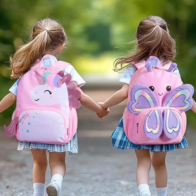 Alt view image 2 of 6 - Kids Backpack Preschool Kindergarten Backpack for Girls 4-6 Butterfly Girl Bookbag 15 for Elementary School