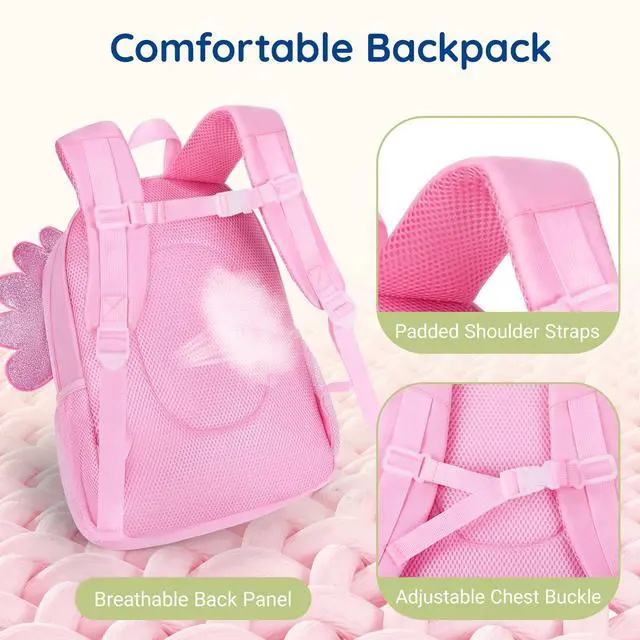 Alt view image 4 of 6 - Kids Backpack Preschool Kindergarten Backpack for Girls 4-6 Butterfly Girl Bookbag 15 for Elementary School