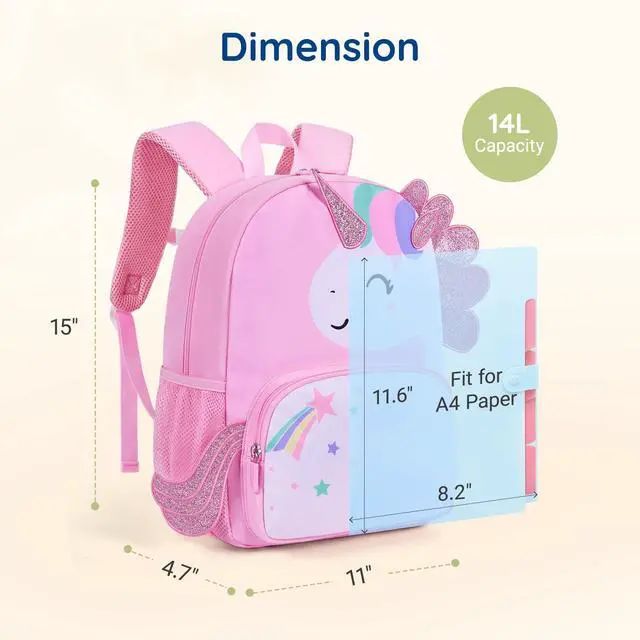 Alt view image 6 of 6 - Kids Backpack Preschool Kindergarten Backpack for Girls 4-6 Butterfly Girl Bookbag 15 for Elementary School