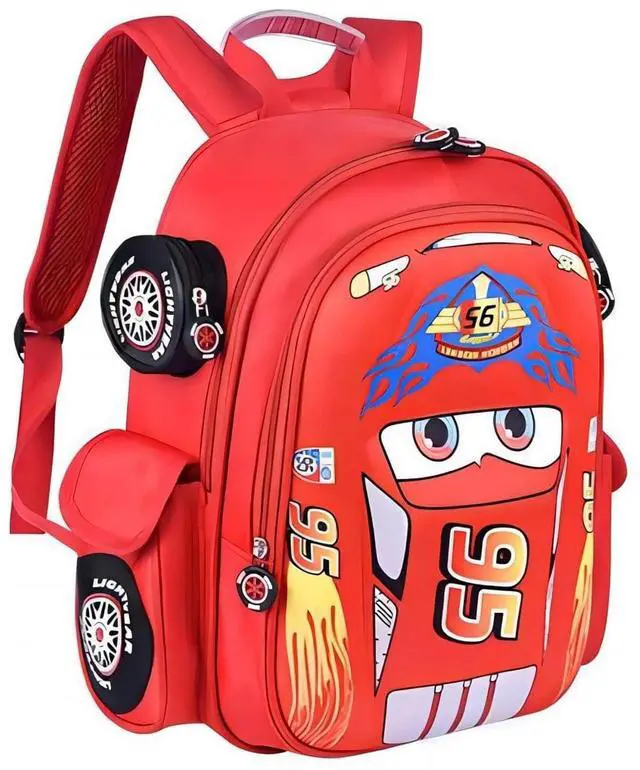 Main image of Kid Toddler Boys Girls Backpack Waterproof Cartoon Truck Car Child Snack School Bag Kindergarten Backpack (Red)