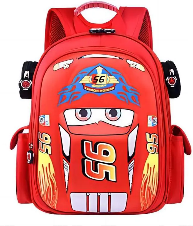 Alt view image 2 of 6 - Kid Toddler Boys Girls Backpack Waterproof Cartoon Truck Car Child Snack School Bag Kindergarten Backpack (Red)