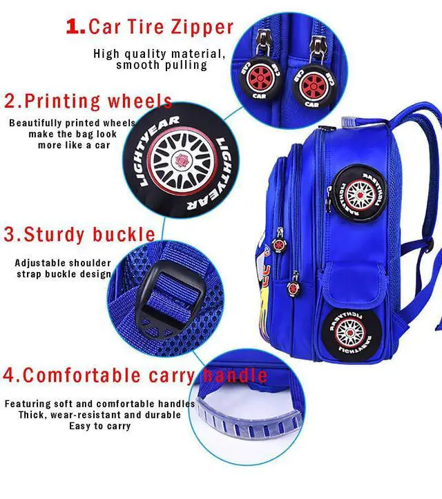 Alt view image 6 of 6 - Kid Toddler Boys Girls Backpack Waterproof Cartoon Truck Car Child Snack School Bag Kindergarten Backpack (Red)