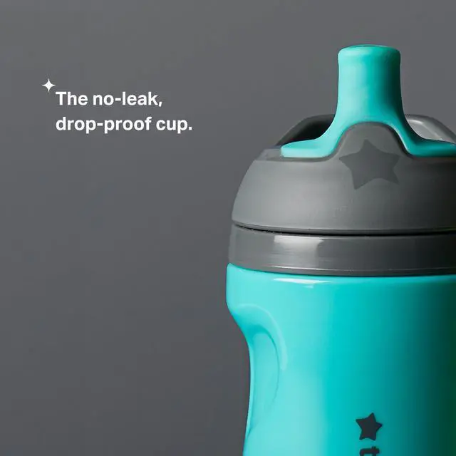 Alt view image 3 of 7 - Insulated 9oz Sporty Spout Toddler Water Bottle, No Spill, Sippy Cups for Toddlers 1-3, Two-Piece Valve Helps Stop Spills, Green & Teal, BPA Free, Pack of 2
