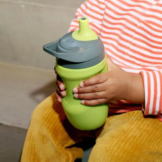 Alt view image 2 of 7 - Insulated 9oz Sporty Spout Toddler Water Bottle, No Spill, Sippy Cups for Toddlers 1-3, Two-Piece Valve Helps Stop Spills, Green & Teal, BPA Free, Pack of 2