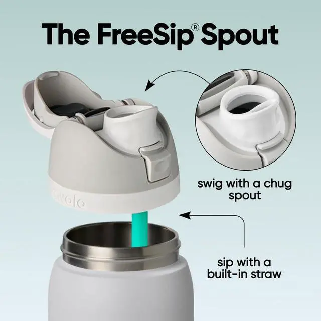 Alt view image 2 of 5 - FreeSip Insulated Stainless Steel Water Bottle with Straw for Sports and Travel, BPA-Free, 32oz, Foggy Tide