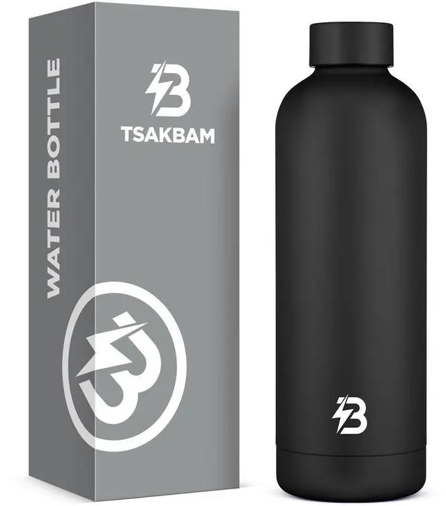 Main image of Insulated Water Bottle with Lid, 25 oz Reusable Leak-Proof Metal Stainless Steel Water Bottles for Travel, Sports, Gym, Outdoor (Black)