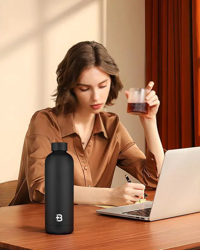 Alt view image 7 of 7 - Insulated Water Bottle with Lid, 25 oz Reusable Leak-Proof Metal Stainless Steel Water Bottles for Travel, Sports, Gym, Outdoor (Black)