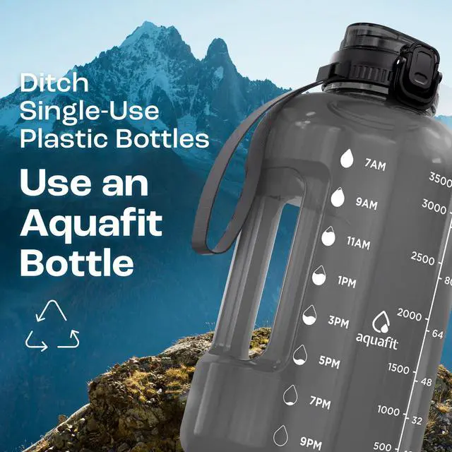 Alt view image 6 of 7 - 1 Gallon Water Bottle with Time Marker - Straw & Chug Lid - BPA Free Gym Water Bottle with Straw - Big Gallon Jug (Gray, 128 oz - 2in1 Lid)
