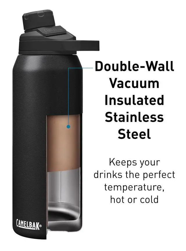 Alt view image 4 of 7 - Chute Mag Vacuum Insulated Stainless Steel Water Bottle, Magnetic Leak Resistant Cap for Everyday Hydration, 32oz, Black