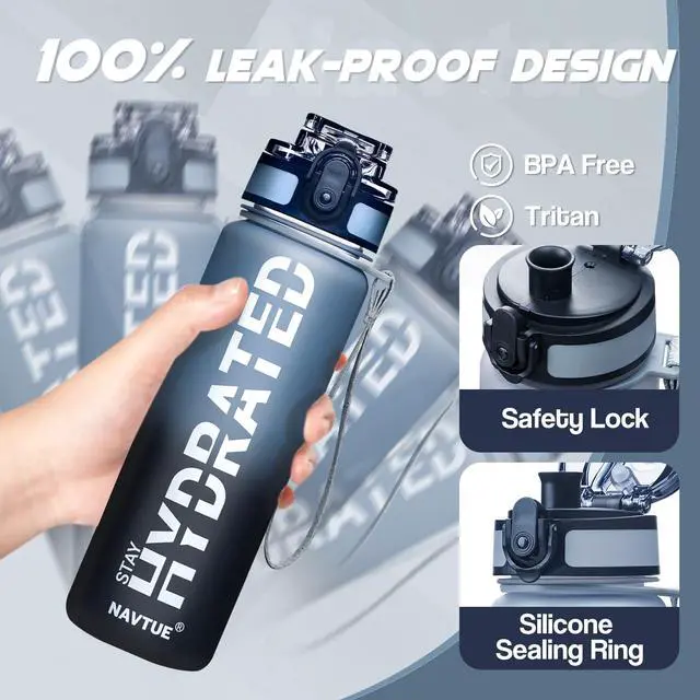 Alt view image 3 of 7 - Water Bottle 16.9 oz Motivational Time Marker Tritan Bottle