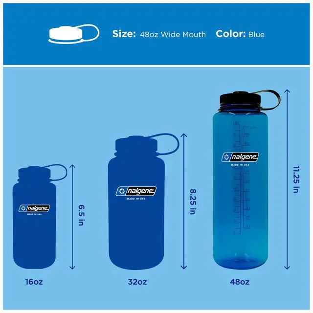 Alt view image 6 of 7 - 48 oz Wide Mouth Silo Water Bottle | BPA-Free, Durable & Leak Proof, Large & Lightweight for Hiking, Gym & Sports, Blue
