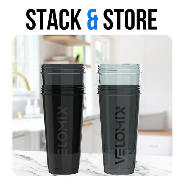 Alt view image 6 of 7 - 4 Pack- 28 oz Protein Shaker Bottles for Protein Mixes - 4x Wire Whisk | Leak Proof Shaker Cups for Protein Shakes | Stackable Protein Shaker Bottle Pack (A1) Silver Aurora