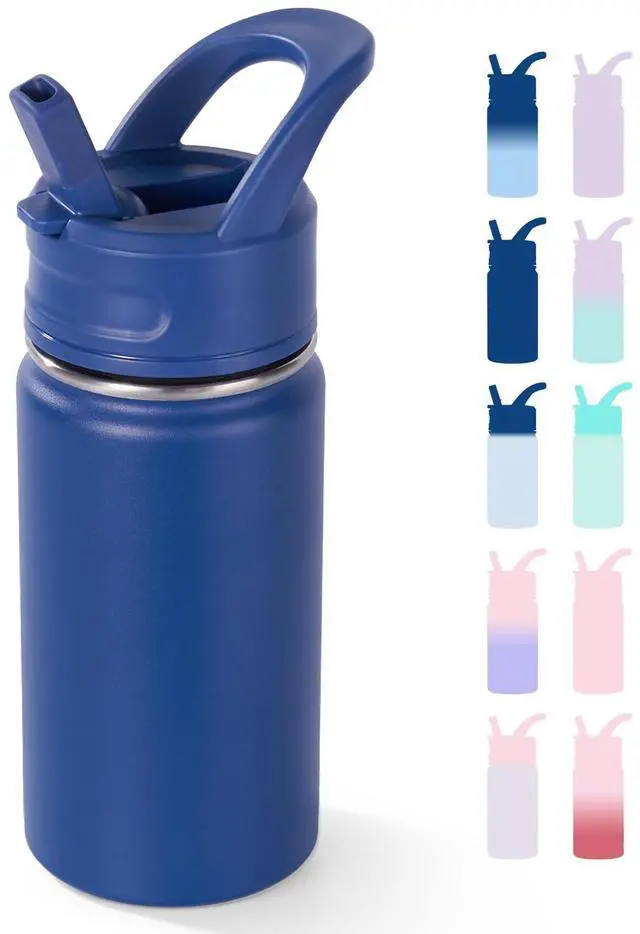 Main image of 12oz Kids Water Bottle for School, Toddler Water Bottles with Straws, Insulated Water Bottles for Boys&Girls, Stainless Steel Vacuum Insulated Bottle for Kids, Leak-Proof, BPA-Free, Blue