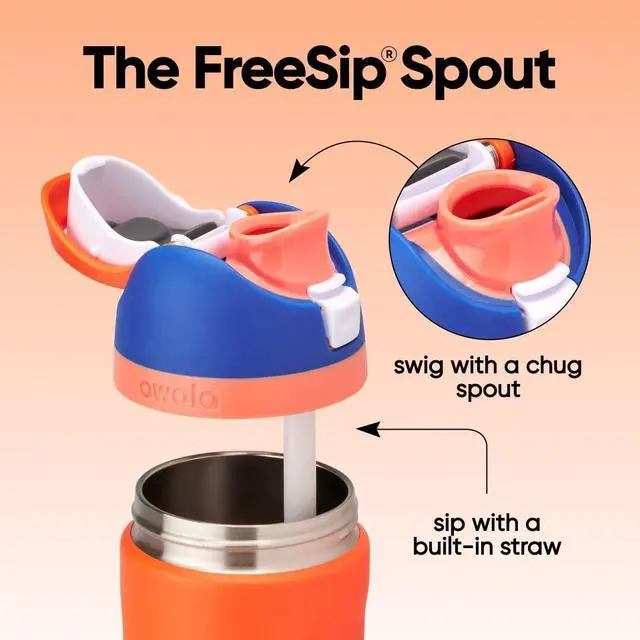 Alt view image 2 of 5 - Kids FreeSip Insulated Stainless Steel Water Bottle with Straw for Sports, Travel, and School BPA-Free Sports Water Bottle, 16 oz, Blue Citrus
