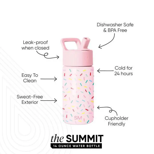 Alt view image 2 of 7 - Kids Water Bottle with Straw Lid | 14oz Insulated Stainless Steel Kids Tumbler & Spill Proof Toddler Cup for School, Girls, Boys | Summit | Confetti