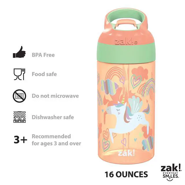 Alt view image 7 of 7 - 16oz Riverside Kids Water Bottle with Spout Cover and Built-in Carrying Loop, Made of Durable Plastic, Leak-Proof Water Bottle Design for Travel (Unicorn & Shells, Pack of 2)