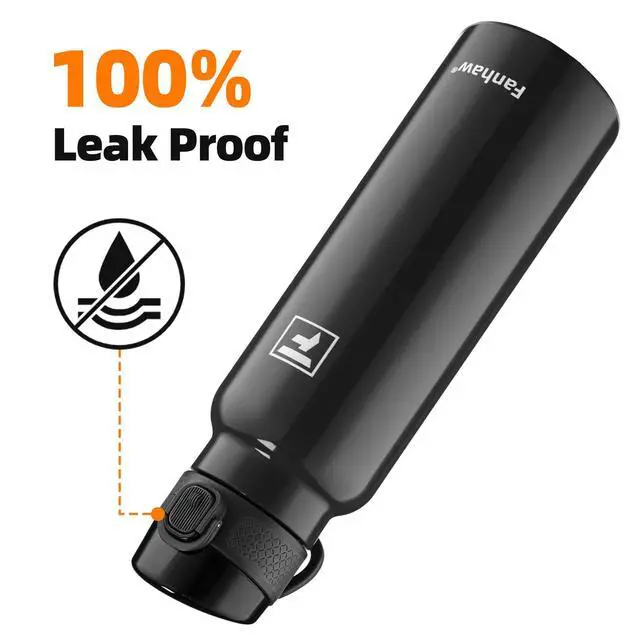 Alt view image 4 of 7 - 24 oz Insulated Water Bottle with Soft Silicone Spout Lid, Leakproof Stainless Steel Vacuum Bottle for School, Sports& Daily Use, Kids, Teens& Adults, Back to School Essentials (Glossy Black)
