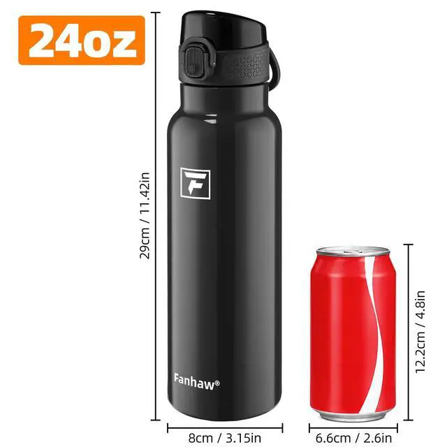 Alt view image 6 of 7 - 24 oz Insulated Water Bottle with Soft Silicone Spout Lid, Leakproof Stainless Steel Vacuum Bottle for School, Sports& Daily Use, Kids, Teens& Adults, Back to School Essentials (Glossy Black)
