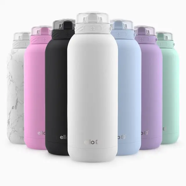 Main image of Cooper 18oz Kids Stainless Steel Water Bottle with Straw and Carry Handle, Double Walled and Vacuum Insulated Metal, Leak Proof Locking Lid with Soft Silicone Spout, Reusable, BPA Free, White