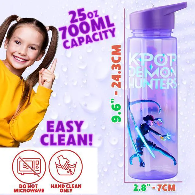 Alt view image 6 of 6 - Officially Licensed Huntrix Water Bottle for Girls, 25oz Leak Proof with Straw Lid, Gifts for Girls