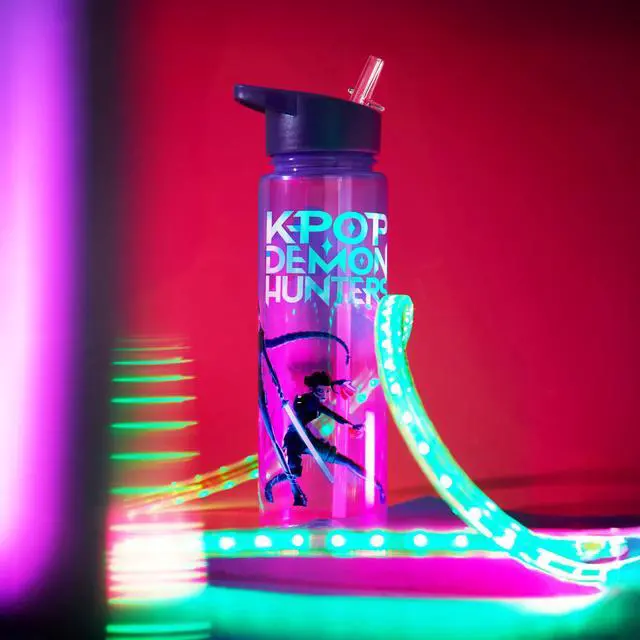 Alt view image 5 of 6 - Officially Licensed Huntrix Water Bottle for Girls, 25oz Leak Proof with Straw Lid, Gifts for Girls