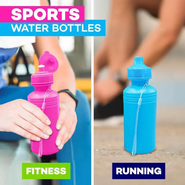 Alt view image 6 of 7 - Bulk Water Sports Bottles for Kids 18 oz - 12 Pack Squeeze Reusable Plastic, Neon Colors, BPA Free, Kids Water Bottles Party Favor Gift Giveaways, End of Year Student Gifts from Teacher