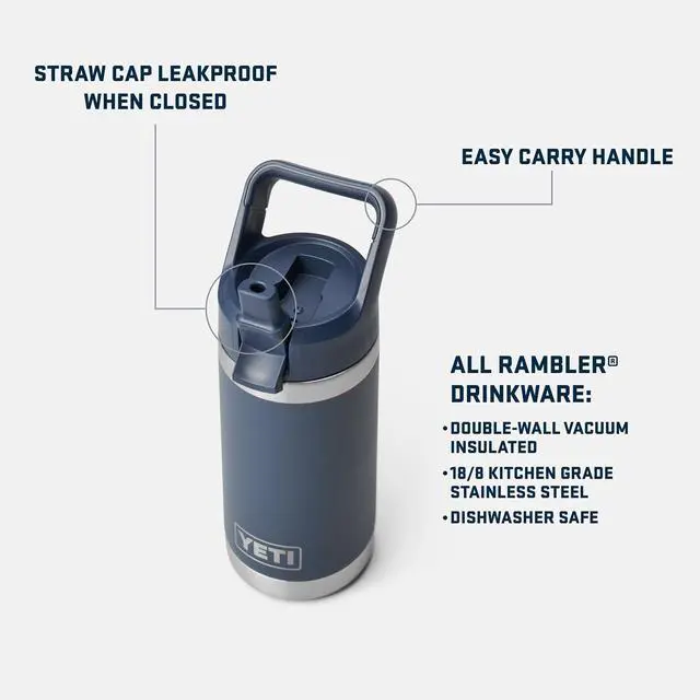 Alt view image 2 of 7 - Rambler Jr. 12 oz Kids Bottle, with Straw Cap, Rescue Red