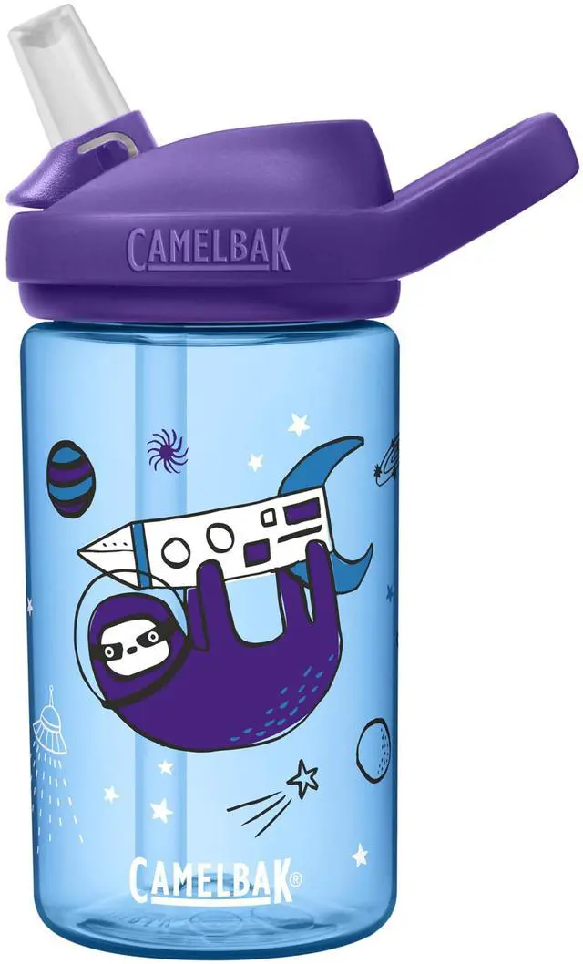 Main image of Eddy+ Kids Water Bottle with Bite Valve Straw, LeakResistant EasySip Design for Everyday Hydration, 14oz, Sloths in Space