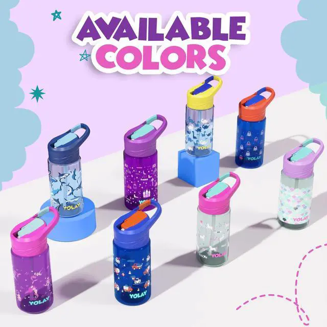 Alt view image 5 of 7 - 15oz Kids Water Bottle For School Boys and Girls, Durable Toddler Water Bottle with Straw Lid Leak-Proof, Spill Proof, Easy Clean and Dishwasher Safe with Re-Usable and BPA Free - Mermaid