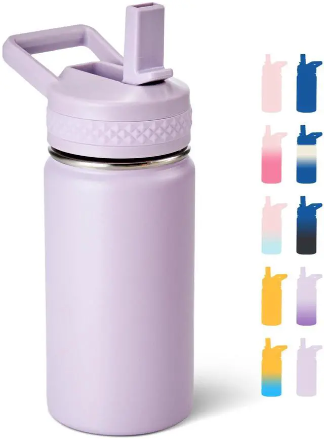 Main image of 12 oz Kids Water Bottle, Toddler Water Bottle with Straw, Boys&Girls Bottle for School, 304 Stainless Steel Vacuum Insulated Bottle for Kids, BPA-Free, Leak-Proof, Lilac