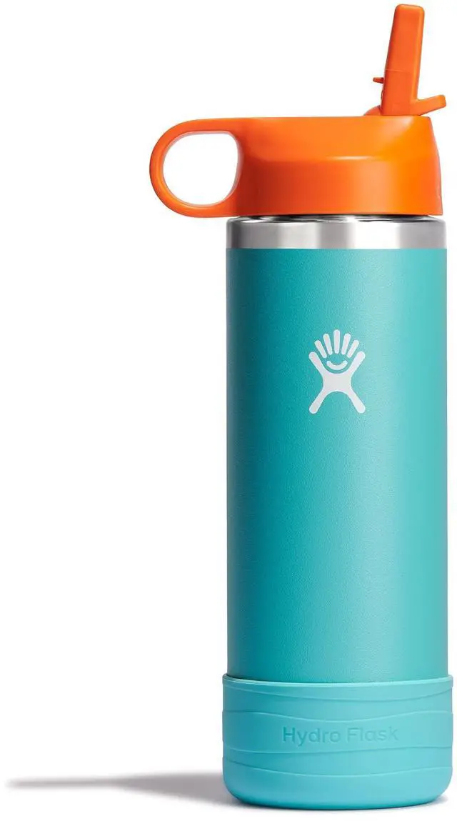 Main image of Kids Water Bottle for School - Stainless Steel and Insulated with Straw Cap - 18 Oz in Seaspray Blue