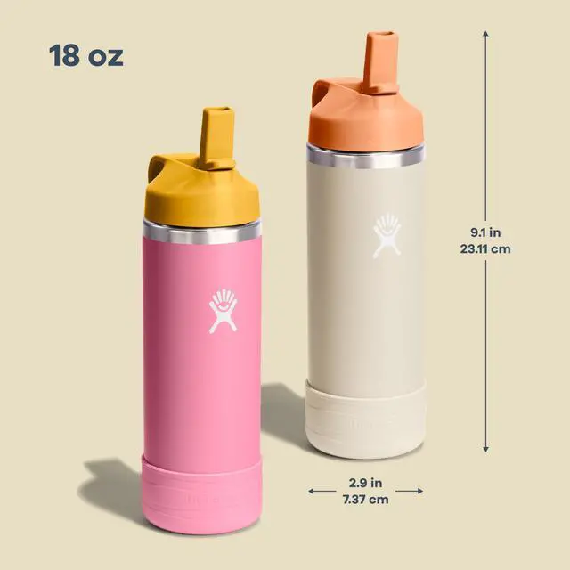 Alt view image 3 of 7 - Kids Water Bottle for School - Stainless Steel and Insulated with Straw Cap - 18 Oz in Seaspray Blue