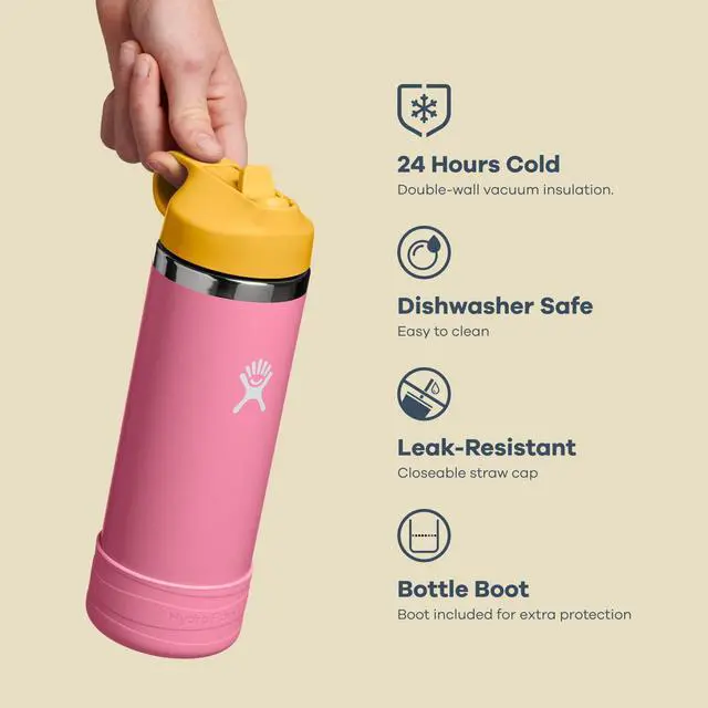 Alt view image 7 of 7 - Kids Water Bottle for School - Stainless Steel and Insulated with Straw Cap - 18 Oz in Seaspray Blue