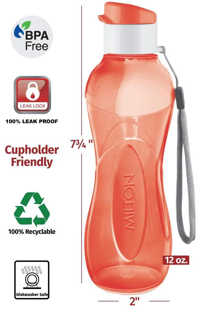 Alt view image 2 of 5 - 6- pack -12 oz Kids Water Bottle for School Reusable Leak proof Small Sports Water Bottle BPA Free Durable Plastic Leak Free with Carry Strap for Lunch Travel Cycling Camping Gym Yoga -6 colors