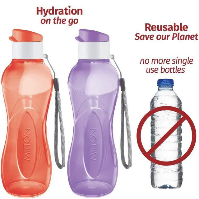 Alt view image 3 of 5 - 6- pack -12 oz Kids Water Bottle for School Reusable Leak proof Small Sports Water Bottle BPA Free Durable Plastic Leak Free with Carry Strap for Lunch Travel Cycling Camping Gym Yoga -6 colors