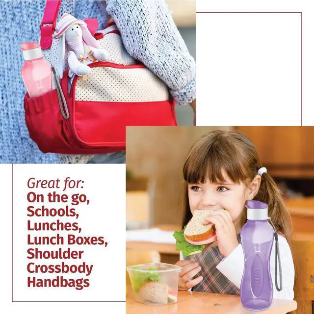 Alt view image 4 of 5 - 6- pack -12 oz Kids Water Bottle for School Reusable Leak proof Small Sports Water Bottle BPA Free Durable Plastic Leak Free with Carry Strap for Lunch Travel Cycling Camping Gym Yoga -6 colors