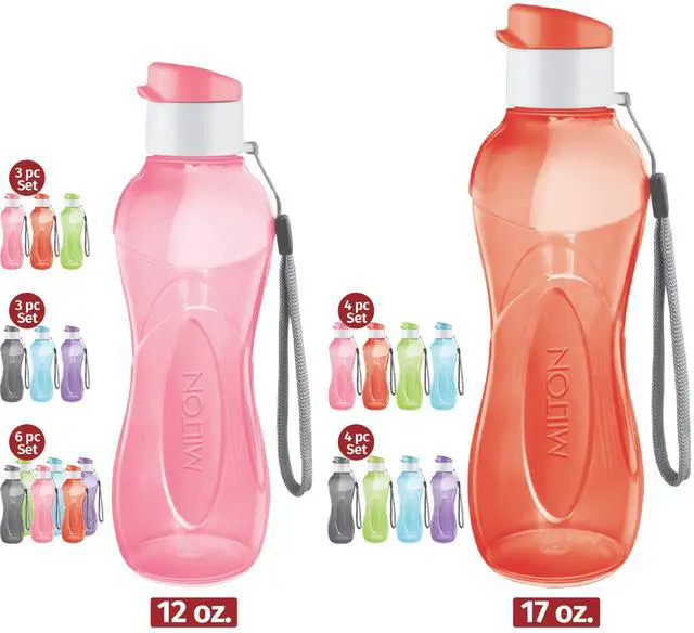 Alt view image 5 of 5 - 6- pack -12 oz Kids Water Bottle for School Reusable Leak proof Small Sports Water Bottle BPA Free Durable Plastic Leak Free with Carry Strap for Lunch Travel Cycling Camping Gym Yoga -6 colors